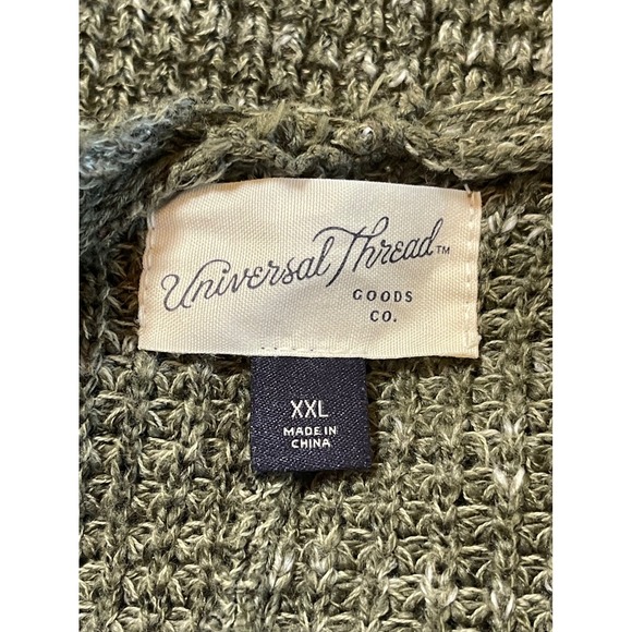 Universal Thread XXL Open Front Knit Cardigan Sweater Olive Green Pockets - Picture 3 of 5